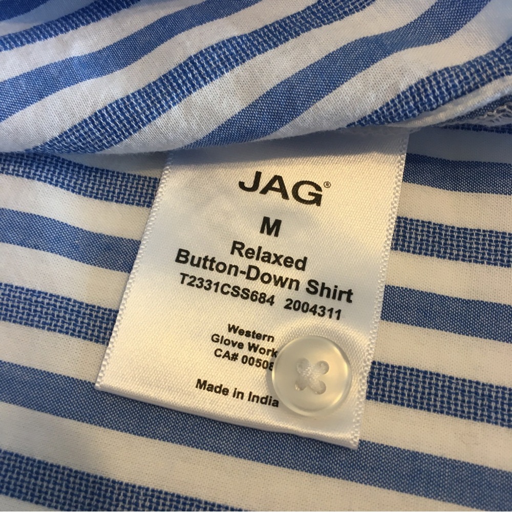 NWT JAG Jeans Women's Relaxed Button-Down Shirt, Blue Stripe, Women's Medium - Picture 8 of 12